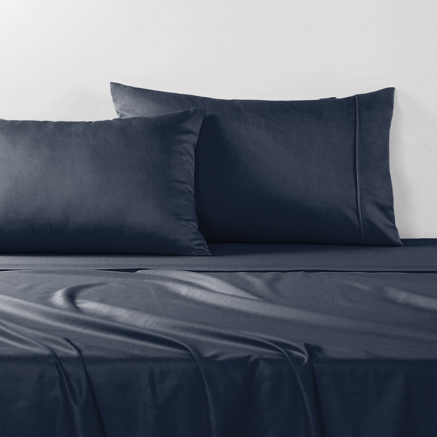 Stonewashed Cotton Sheet Set- Navy