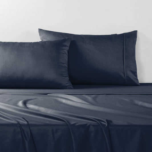 Stonewashed Cotton Sheet Set- Navy