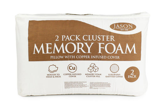 2 Pack Cluster Memory Foam Pillow with Copper Infused Cover