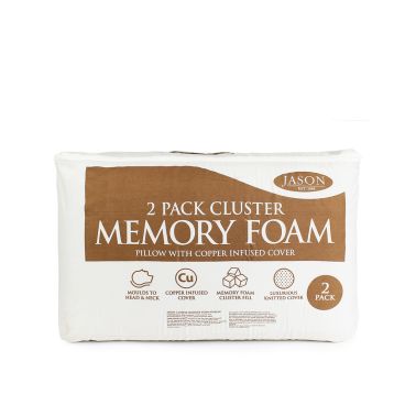 2 Pack Cluster Memory Foam Pillow with Copper Infused Cover